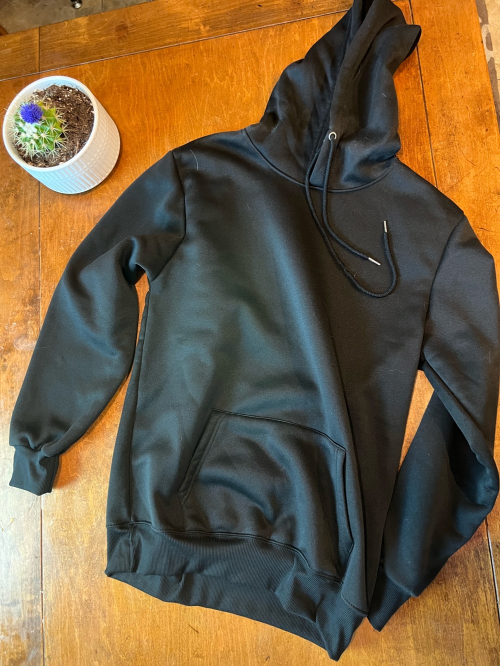 Black Oversized Fleece Hoodie Pullover Sweatshirt Size Large NWOT